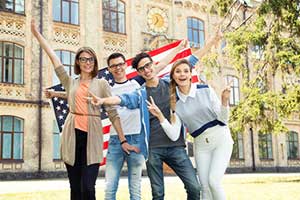 Group of foreign exchange students with an F-1 visa