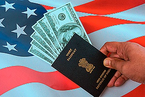 a passport with money inside it representing the importance of an h1b visa
