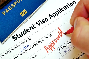 zoomed in view of a student visa application