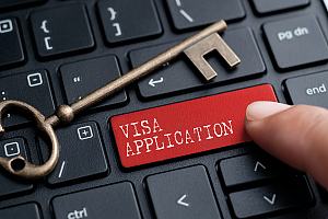 Visa application key on keyboard 
