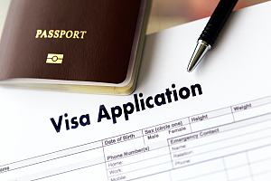 Visa application on desk