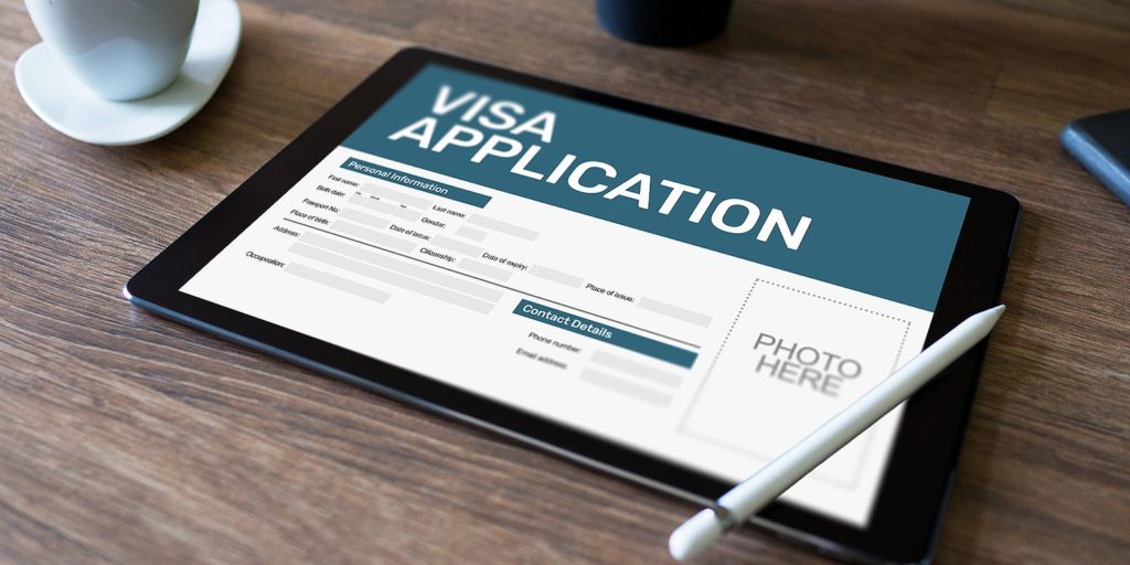 Online Visa application form on a digital screen. One must know the EB2 Visa Requirements