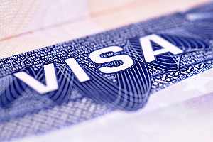 Closeup of visa paperwork