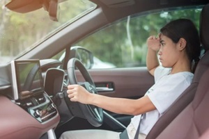 woman feeling stress and angry during drive car for long time